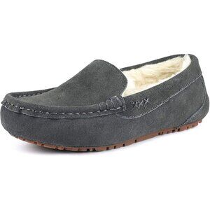 Comfortable Women's Vegan Suede Moccasins - Anti-Slip Fuzzy Slippers for Winter
